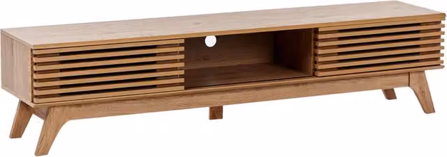 Mobile TV BELIANI in legno marrone con vano portaoggetti stile retro, L: 180 cm, P: 40 cm, H: 44 cm