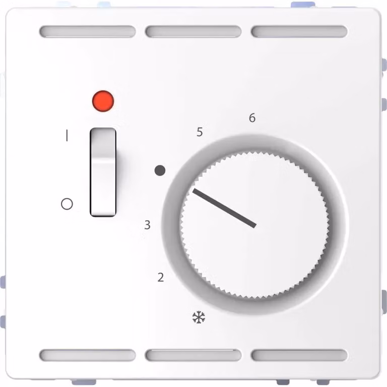 Termostato ambiente Merten 24 V con interruttore e piastra centrale (MEG5761-6035)