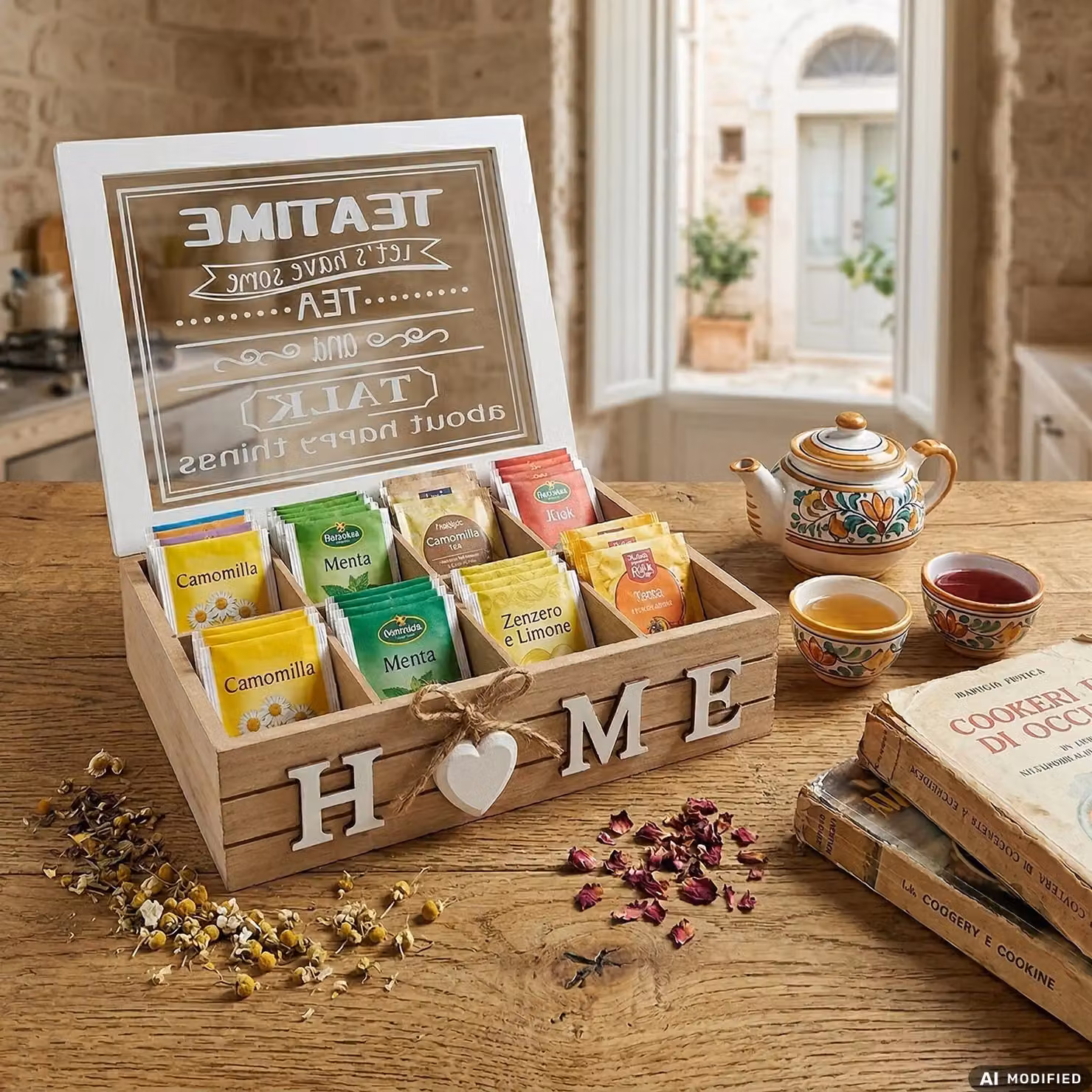 Porta Tisane Gusto Casa in MDF con 9 Scomparti, H 7 x L 24 x P 24 cm – 2