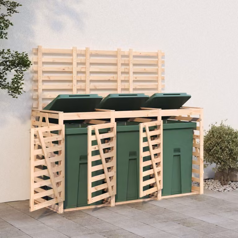vidaXL Copribidone Triplo in Legno Massello di Pino Naturale Stile Rustico L: 128,5 cm, P: 91,5 cm, H: 240 cm