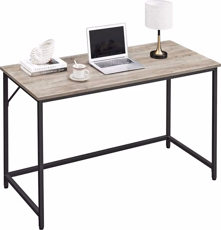VASAGLE scrivania per computer scrivania per studio camera da letto 60 x 120 x 76 cm design industriale struttura in metallo grigio-nero