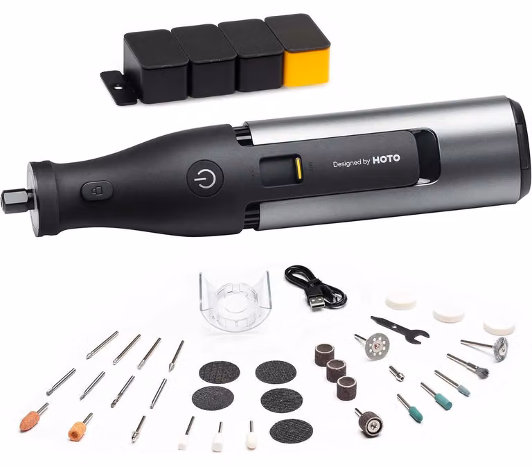Set di utensili multifunzione a 12V, completo di 37 accessori, con velocità da 5.000 a 35.000 giri al minuto, motore brushless e ricarica tramite USB-C