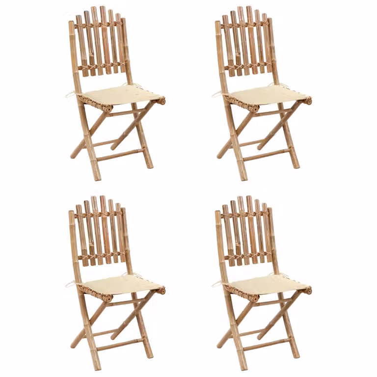 set da pranzo da giardino da 5 pezzi con cuscini Bambù pieghevole