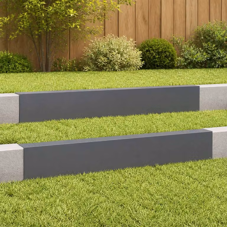 Set di 2 profili di copertura per giardino vidaXL in acciaio color antracite, L: 100 cm, H: 15 cm, P: 6 cm