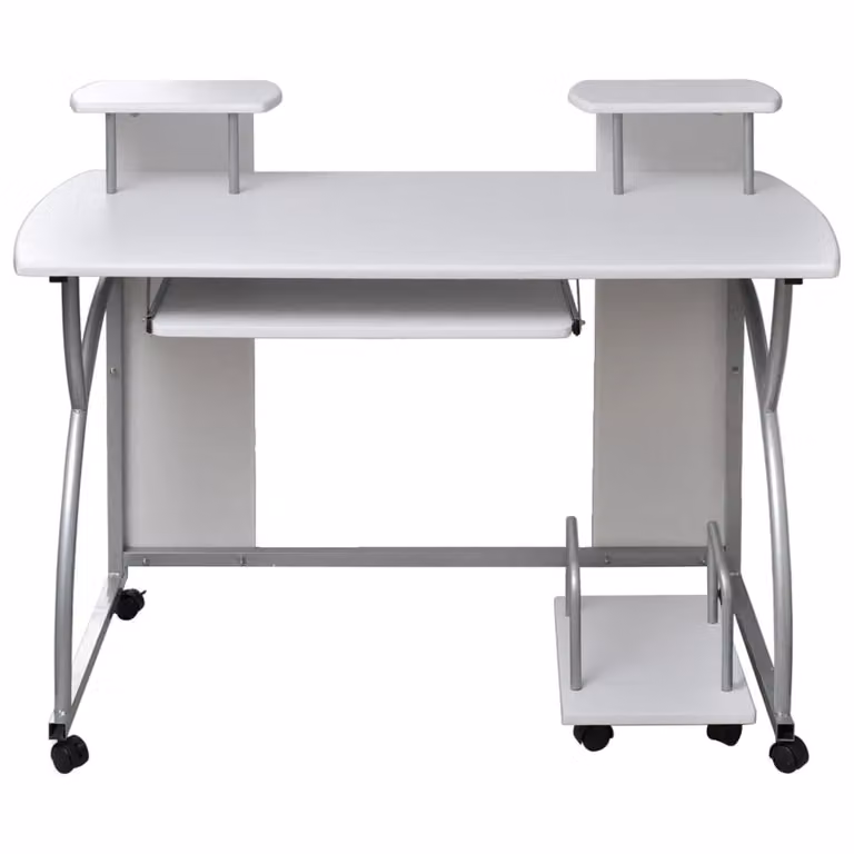Scrivania per computer bianca 110x52x88,5 cm in materiale ligneo