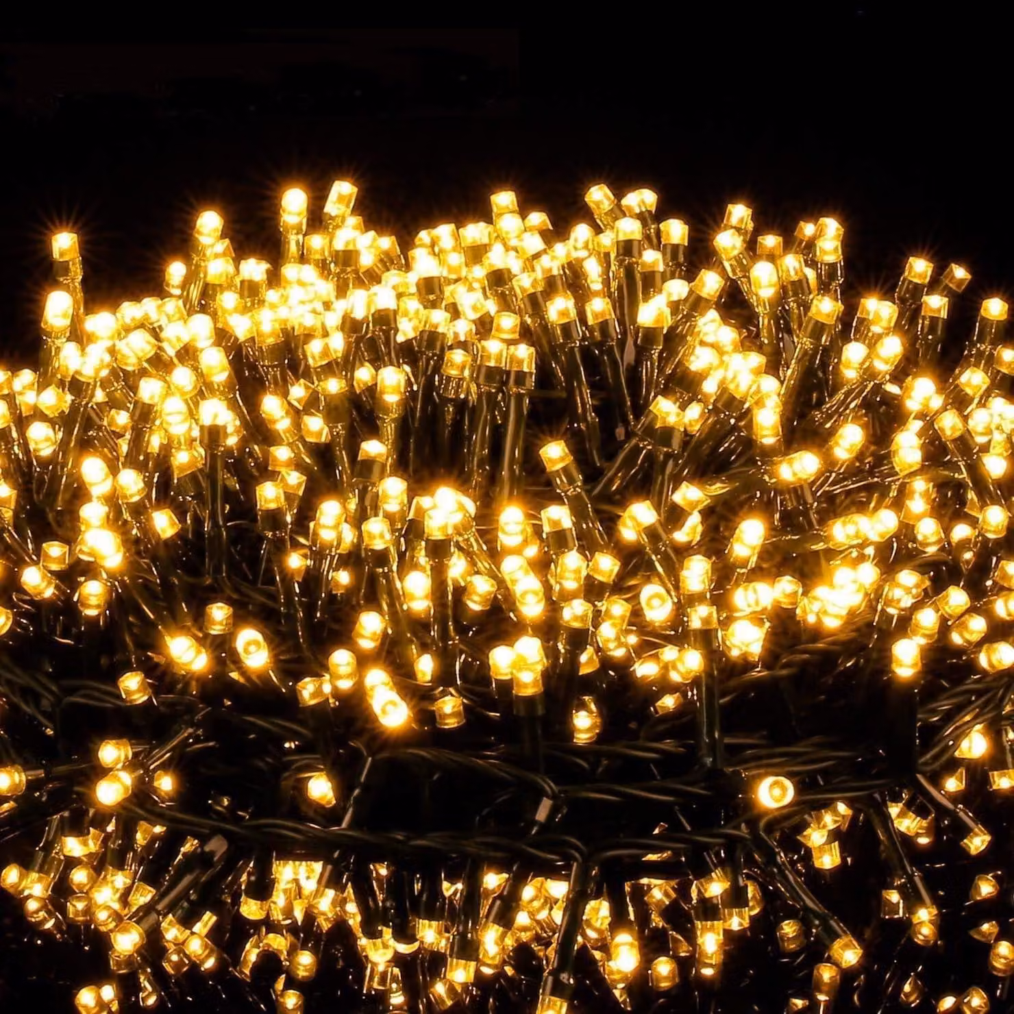Catena luminosa a LED, 100 metri, 1000 LED, luce bianco caldo, grado di protezione IP44, 8 modalità