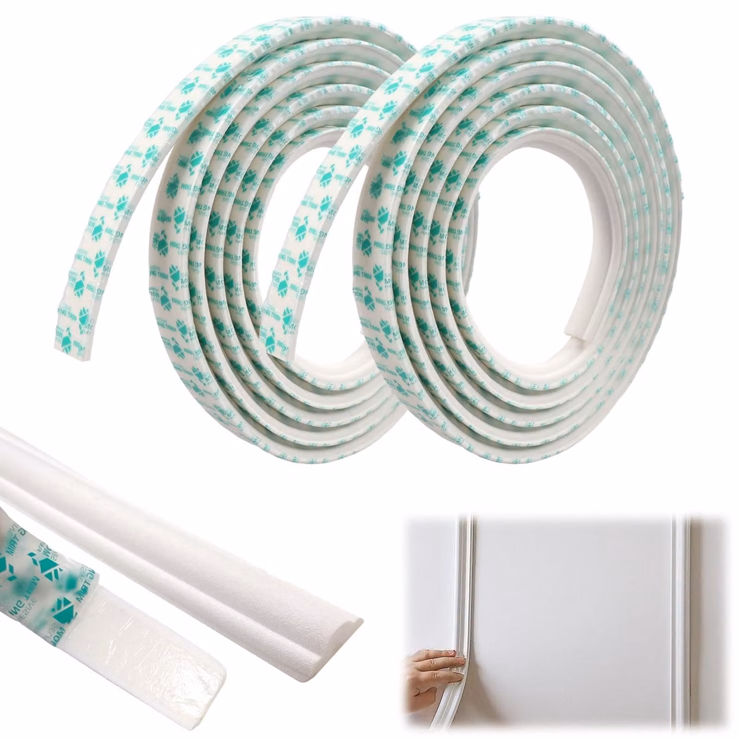 Strisce decorative autoadesive per la decorazione delle pareti - Strisce decorative flessibili (6 metri, bianco)