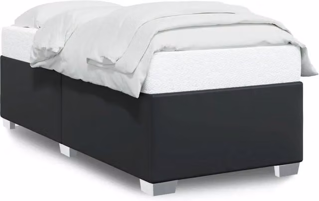 Letto singolo moderno in similpelle nera con struttura imbottita L/P/H: 90 x 190 cm – 1