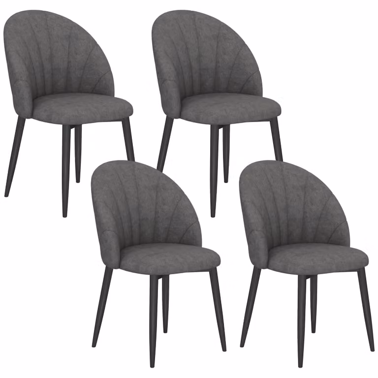 HOMCOM Set di 4 sedie da pranzo con rivestimento effetto velluto e schienale ergonomico