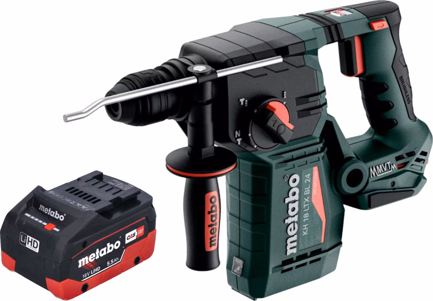 Metabo KH 18 LTX BL 24 trapano a percussione a batteria 18 V 2,2 J SDS Plus Brushless + 1x batteria LiHD 5,5 Ah - senza caricabatteria