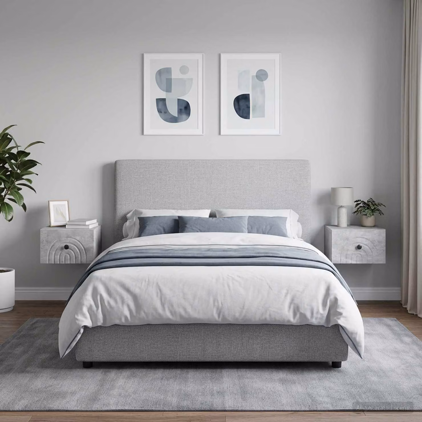 Set di 2 comodini sospesi vidaXL in stile moderno, colore grigio cemento, L 33 cm x P 34,5 cm x H 20 cm