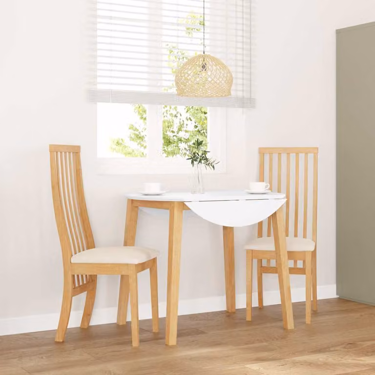 Set di 2 sedie da pranzo moderne vidaXL in legno di Hevea con cuscini, disponibili in bianco o marrone