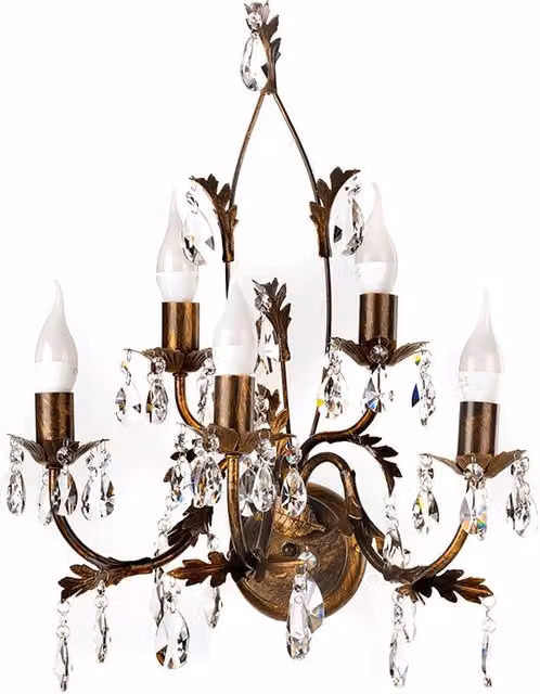 Applique Onli Teresa con 5 luci in metallo e cristallo color bronzo – 1