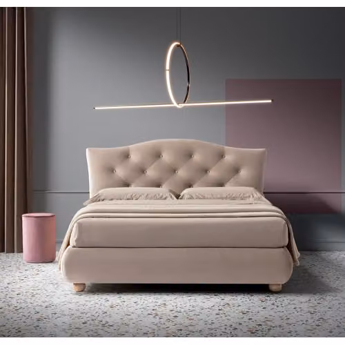 Letto Lolite imbottito matrimoniale fisso o con contenitore Nefi Italia