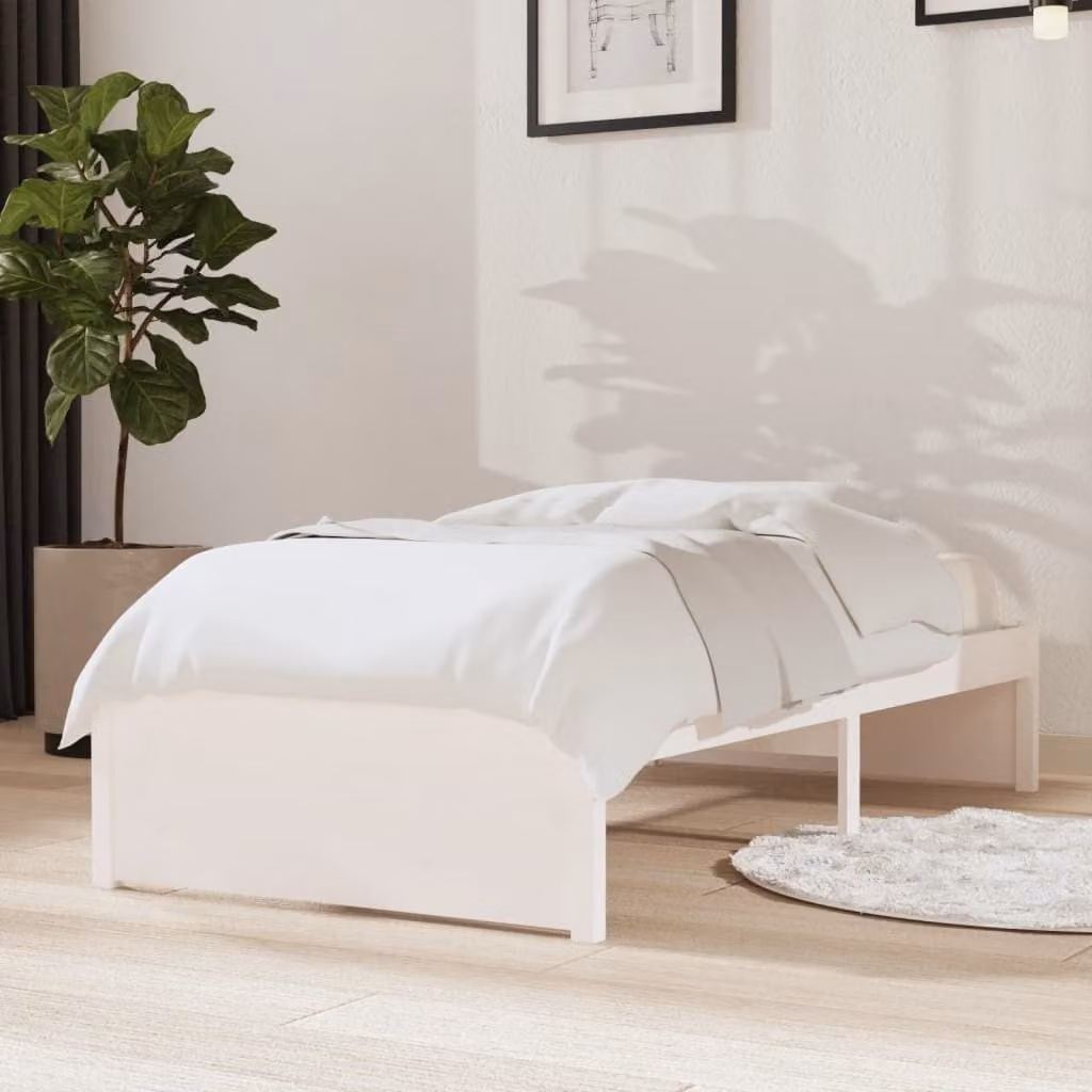 The Living Store Letto in legno massiccio bianco 75x190 cm