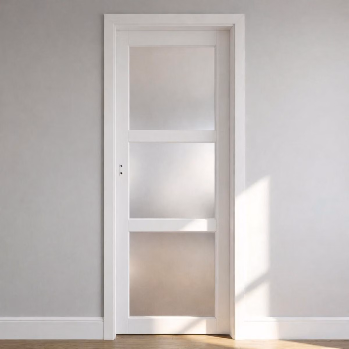 Blocco Porta Kenya Bianco Vetro H204 x L83 cm Cornice Tavola P. destra GD MENUISERIES