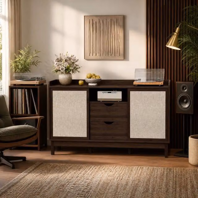 Credenza con ante scorrevoli e 2 cassetti, 150 cm