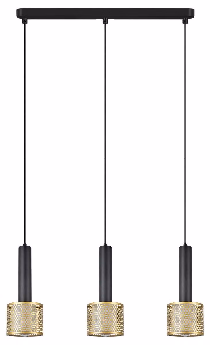 Lampada a sospensione AMO nero-oro 3xE27x15W in metallo, dimensioni: 150x50x12 cm, IP20, Light Prestige