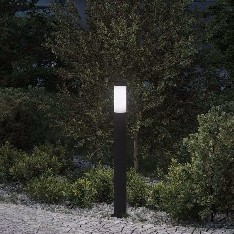 vidaXL Lampada a paletto da giardino in acciaio inox e plastica, IP44, colore nero, Altezza: 80 cm