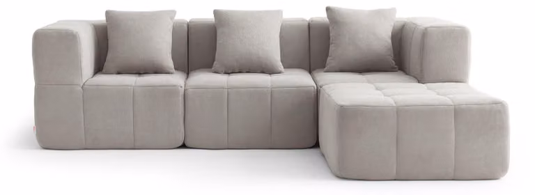 MILYSOFA SOFABULOUS: divano angolare modulare a 3 posti con chaise longue, raffinato tessuto a riccioli, beige pietra