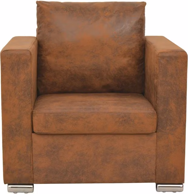 Poltrona-Divano Sedia-Poltroncina Marrone 82x73x82 cm Similpelle Scamosciata