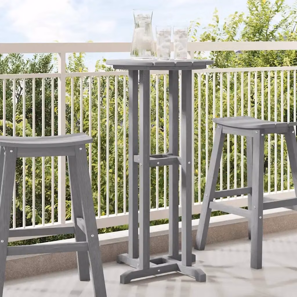 Tavolino da bar rotondo per giardino e terrazza in polietilene grigio opaco L/P/H: 55 x 55 x 107 cm – 2