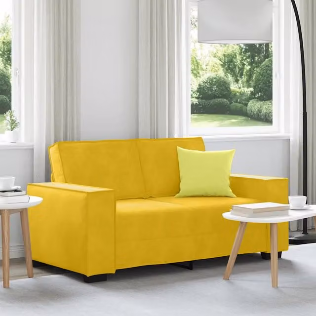 Divano a 2 Posti giallo 160x78x84 cm in Velluto 4105016
