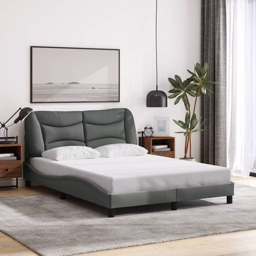 vidaXL Giroletto Hvar con LED e porta USB, Grigio Scuro, L: 120 cm, P: 200 cm