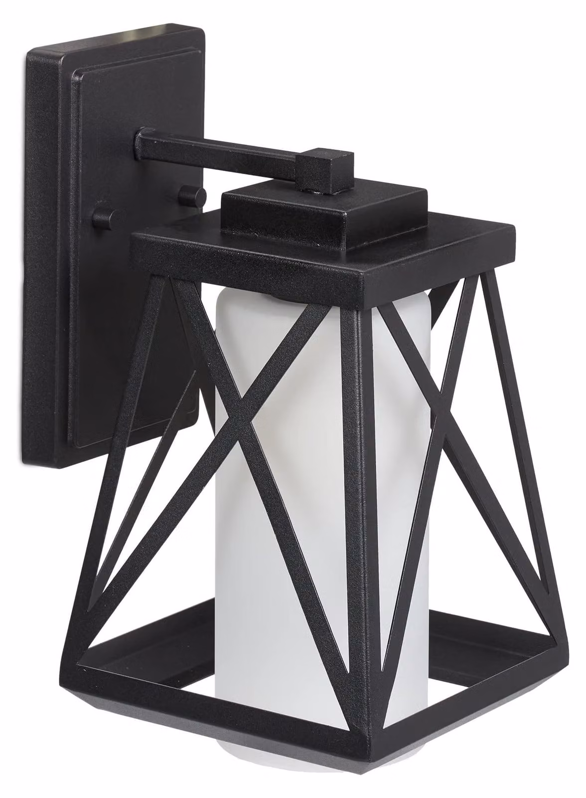 Lampada da parete a forma di lanterna, vetro/metallo, nera, grado di protezione IP44, attacco E27