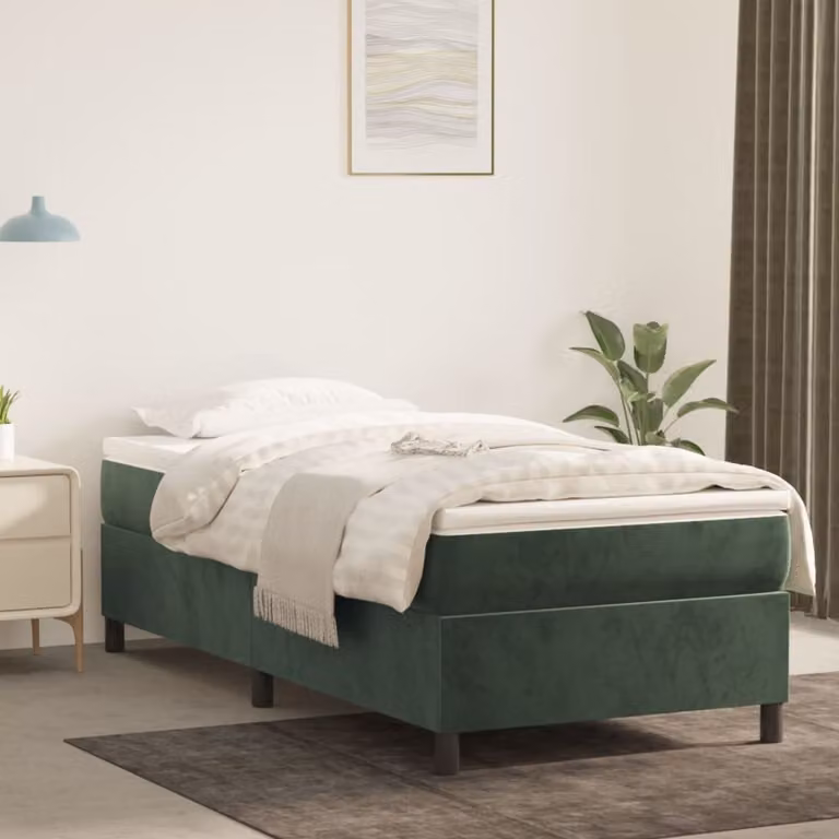 Maison Exclusive - Giroletto a Molle con Materasso Verde Scuro 90x190 cm Velluto