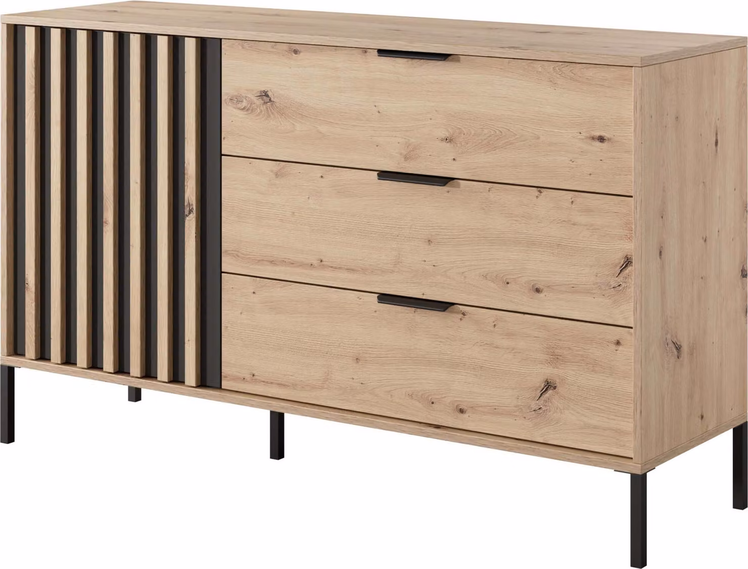 FURNLUX Credenza Tally Beige E Nero 138cm / Colore principale: Beige / Dimensioni: 138 x 82 x 40 cm