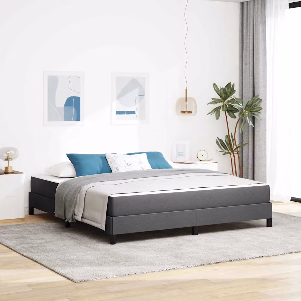 Letto a molle vidaXL in tessuto grigio con struttura in legno e metallo L/P: 180 x 200 cm – 1