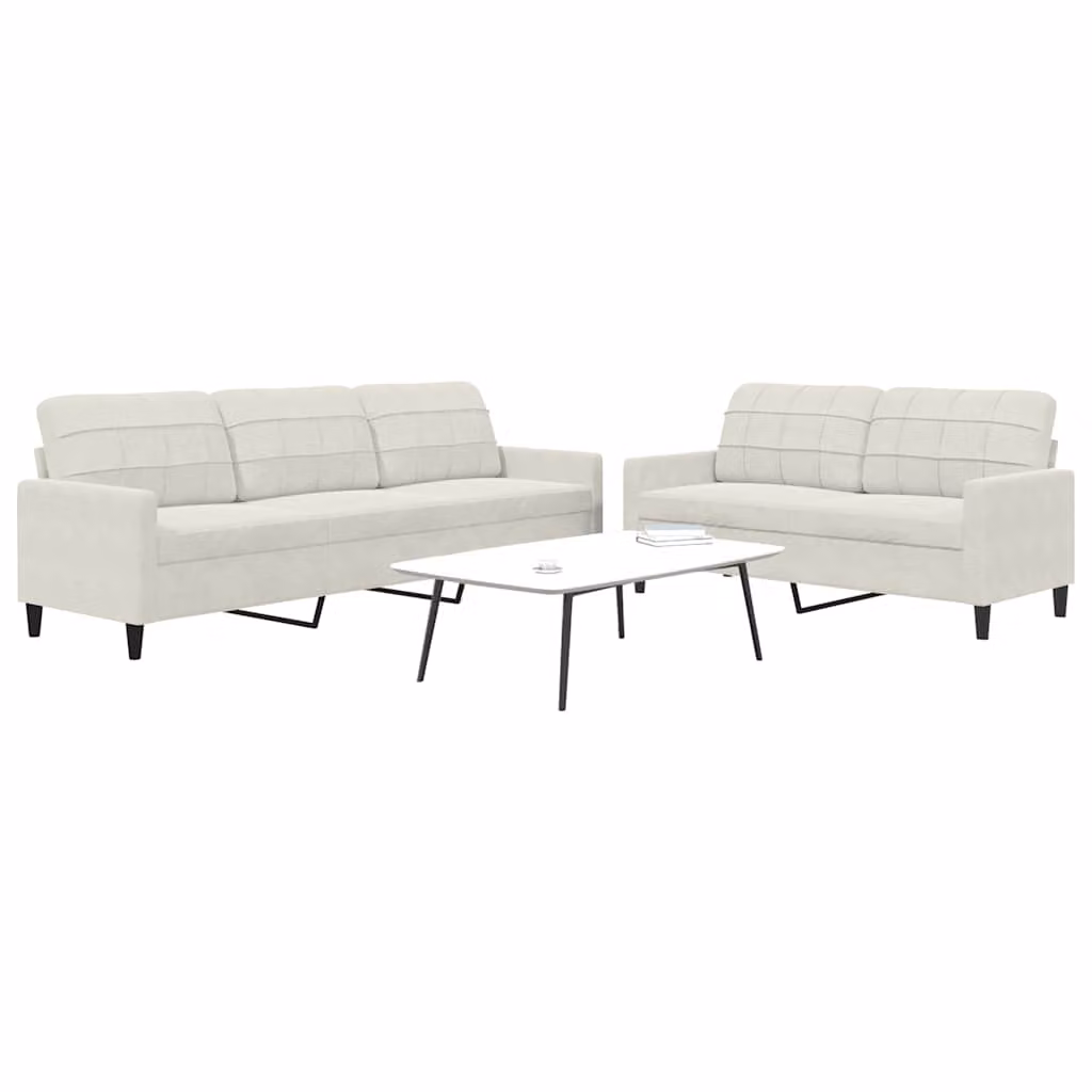 Set di 2 Divani Moderni vidaXL in Velluto Beige con Cuscini e Struttura in Metallo