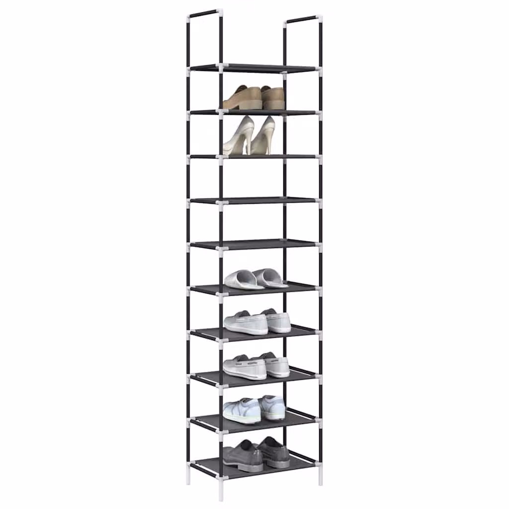 Scarpiera vidaXL con 10 ripiani nera L: 44 cm, P: 28 cm, H: 180 cm