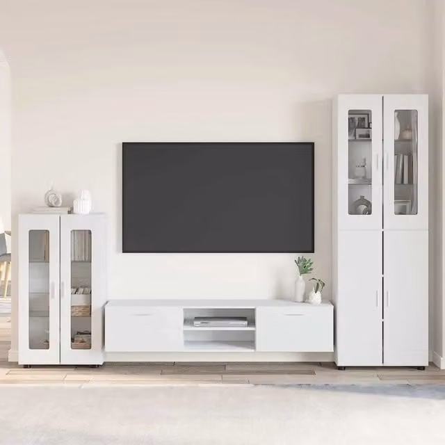 Set mobile TV FLORIN 3 pz Bianco Legno ingegnerizzato 3397974