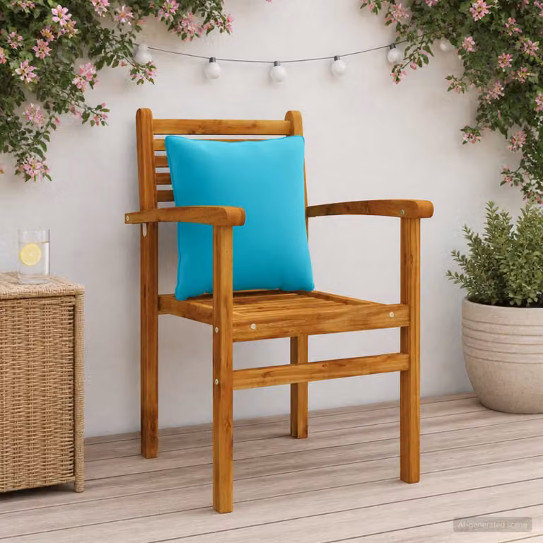 Set di 4 cuscini per schiena quadrati vidaXL PUTTEN in poliestere, colore turchese
