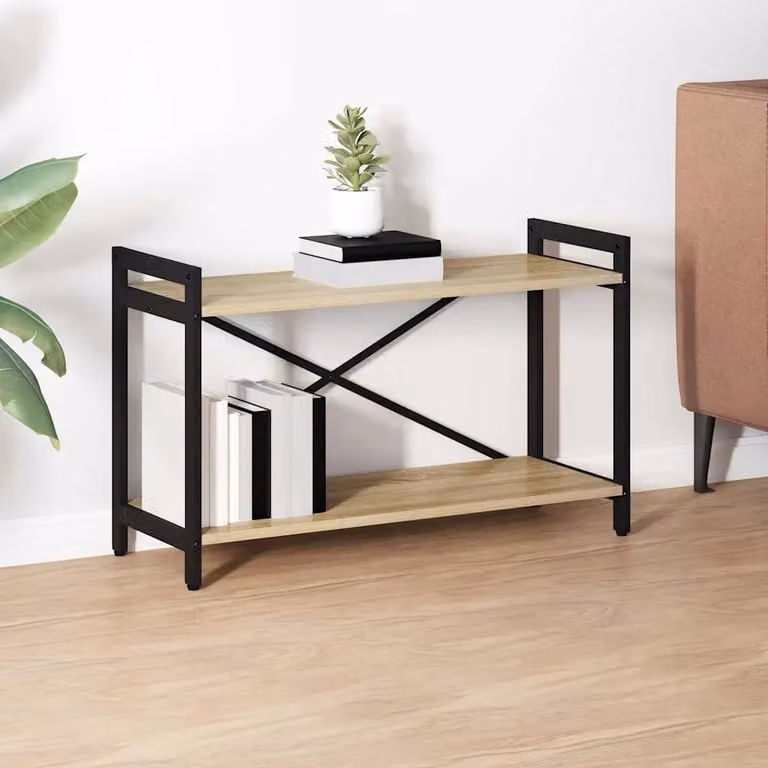 Libreria industrial vidaXL in legno e metallo, colore marrone, L 80 cm x P 30 cm x H 50 cm
