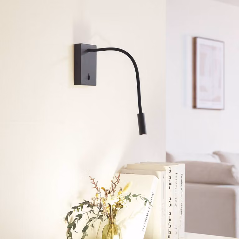 Applique da parete a LED Hetti Lucande, Nero, Camera da letto, Metallo, Applique a LED