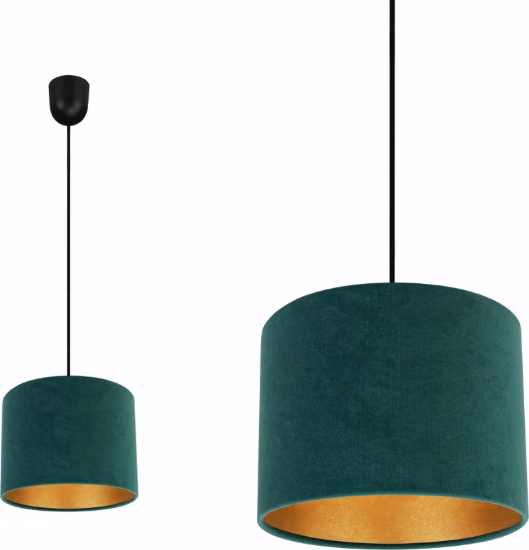 Elegante Lampada A Sospensione Con Paralume In Velluto Dorato Selezione