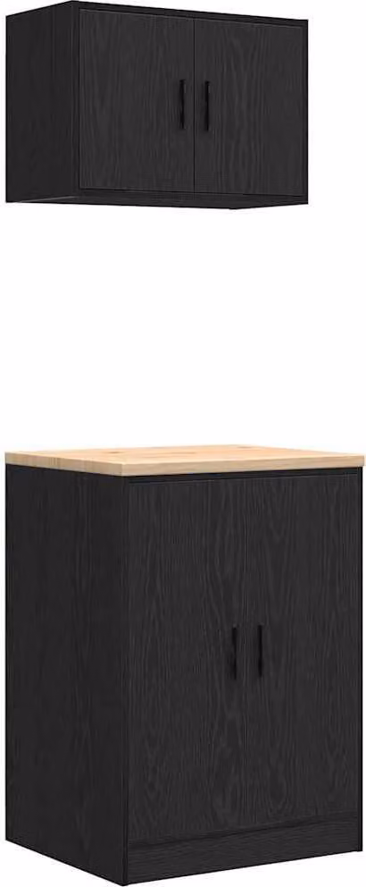 Armadi da Garage 2 pz Neri in Legno Multistrato