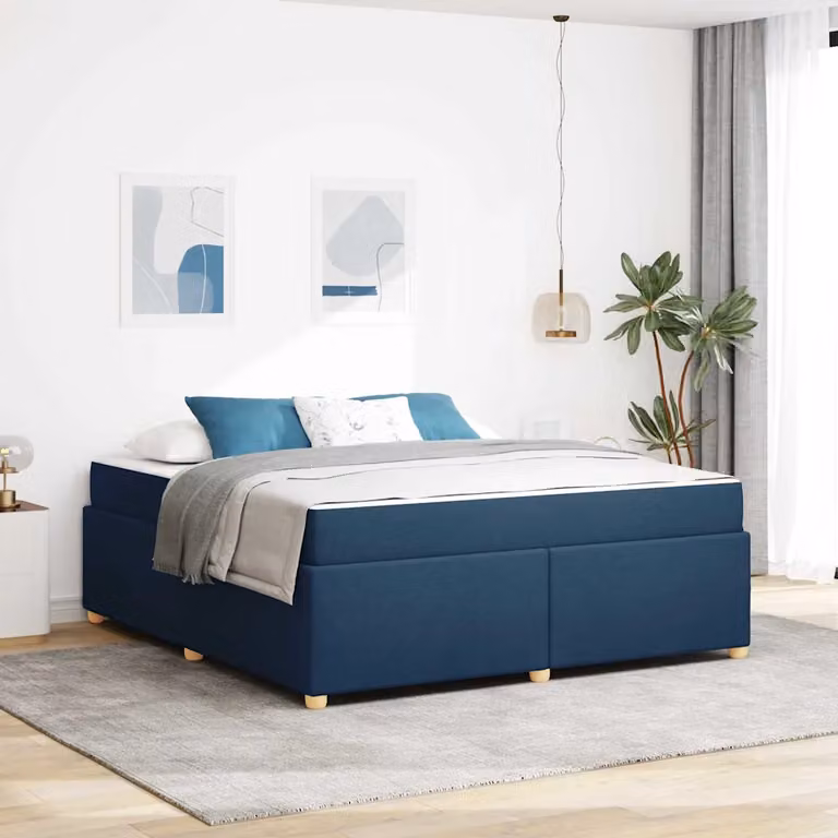 Struttura del letto con materasso vidaXL in tessuto blu, L: 180 cm, P: 200 cm, H: 280 cm