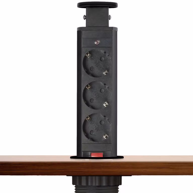 DELIGHT - Ciabatta pop-up per installazione con 3 prese - nero opaco (MAT Black)