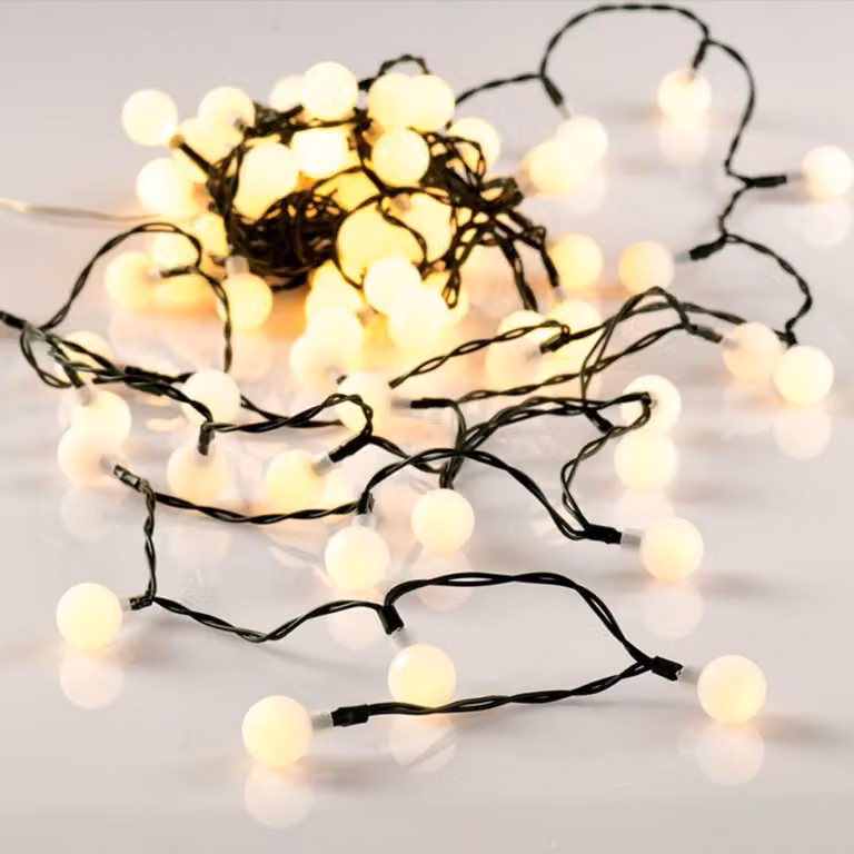 ACA Lighting sfere bianche 80 WW Catena decorativa a LED, 220-240V, estensibile (max 3) IP44, 8m+3m X068014201