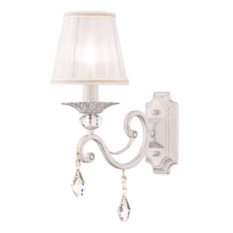 Applique classica Grace Maytoni ARM247-01-G in metallo e tessuto bianca, con attacco E14