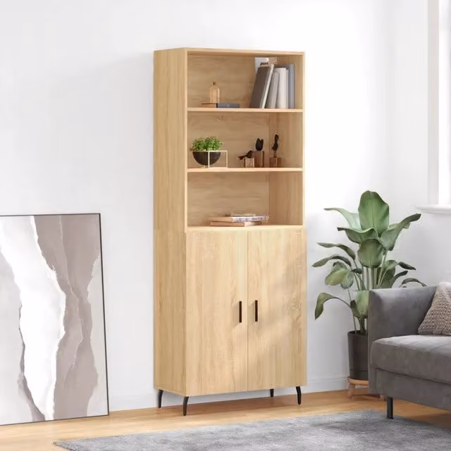 Credenza-Buffet-Armadio da cucina Rovere Sonoma 69,5x34x180 cm in Legno Multistrato 976332