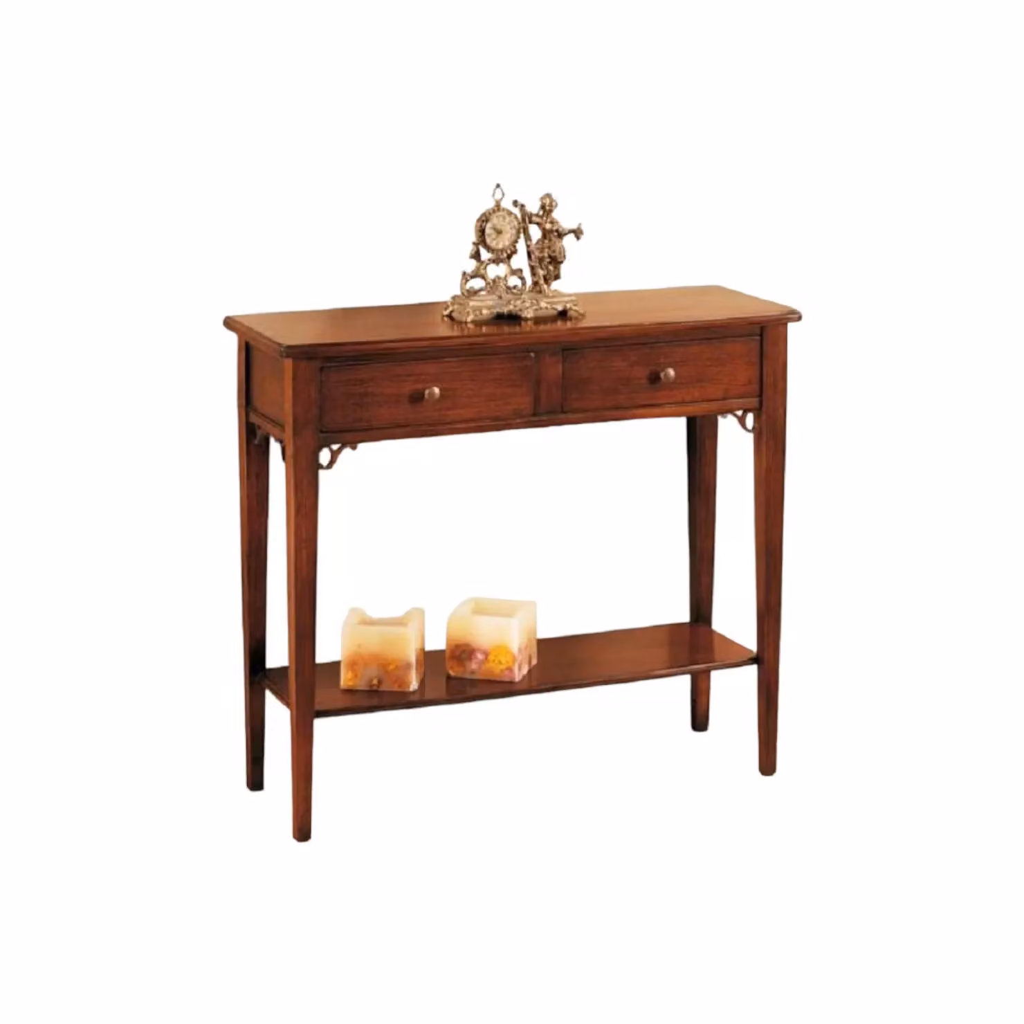 Consolle con 2 cassetti in legno massello di Mobili2g, colore marrone, L: 90 cm, P: 31 cm, H: 77 cm – 1