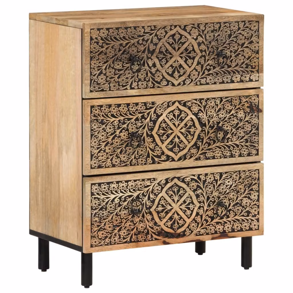 Credenze 2 pz 60x33x75 cm in Legno Massello di Mango