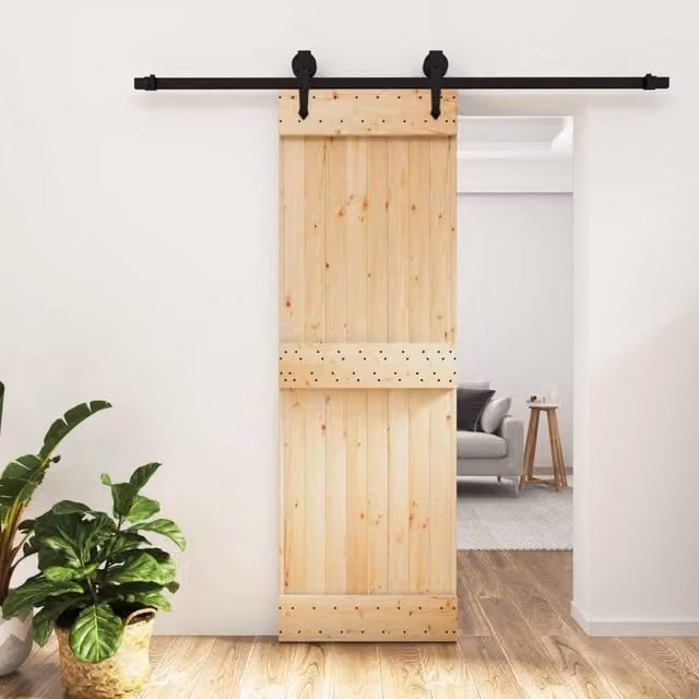 Porta scorrevole moderna vidaXL in legno e acciaio, colore marrone e nero, L: 70 cm, H: 210 cm