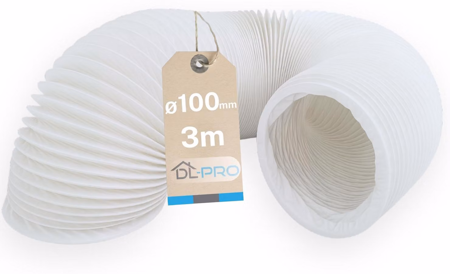 Tubo di scarico da 100 mm di diametro interno, lunghezza 3 metri, in PVC, per condizionatori e cappe aspiranti