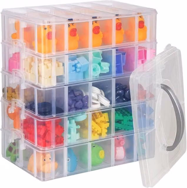 Organizer in Plastica a 5 Livelli con Maniglia e Scomparti Rimovibili